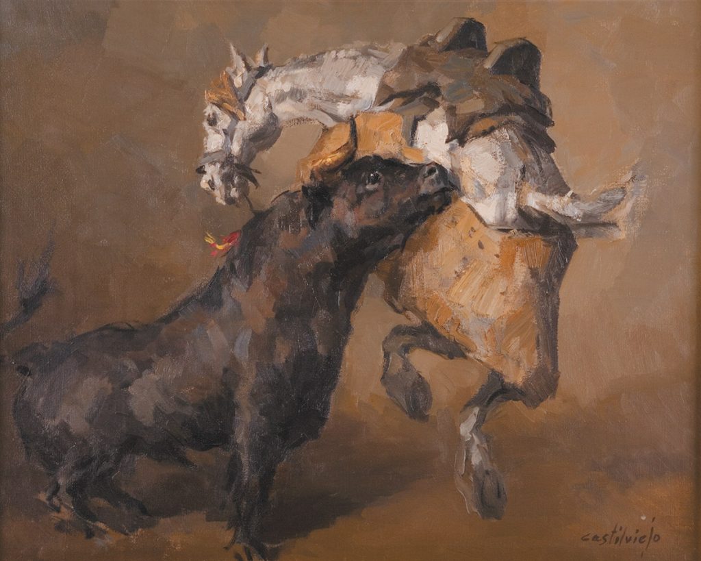 toro embestida caballo