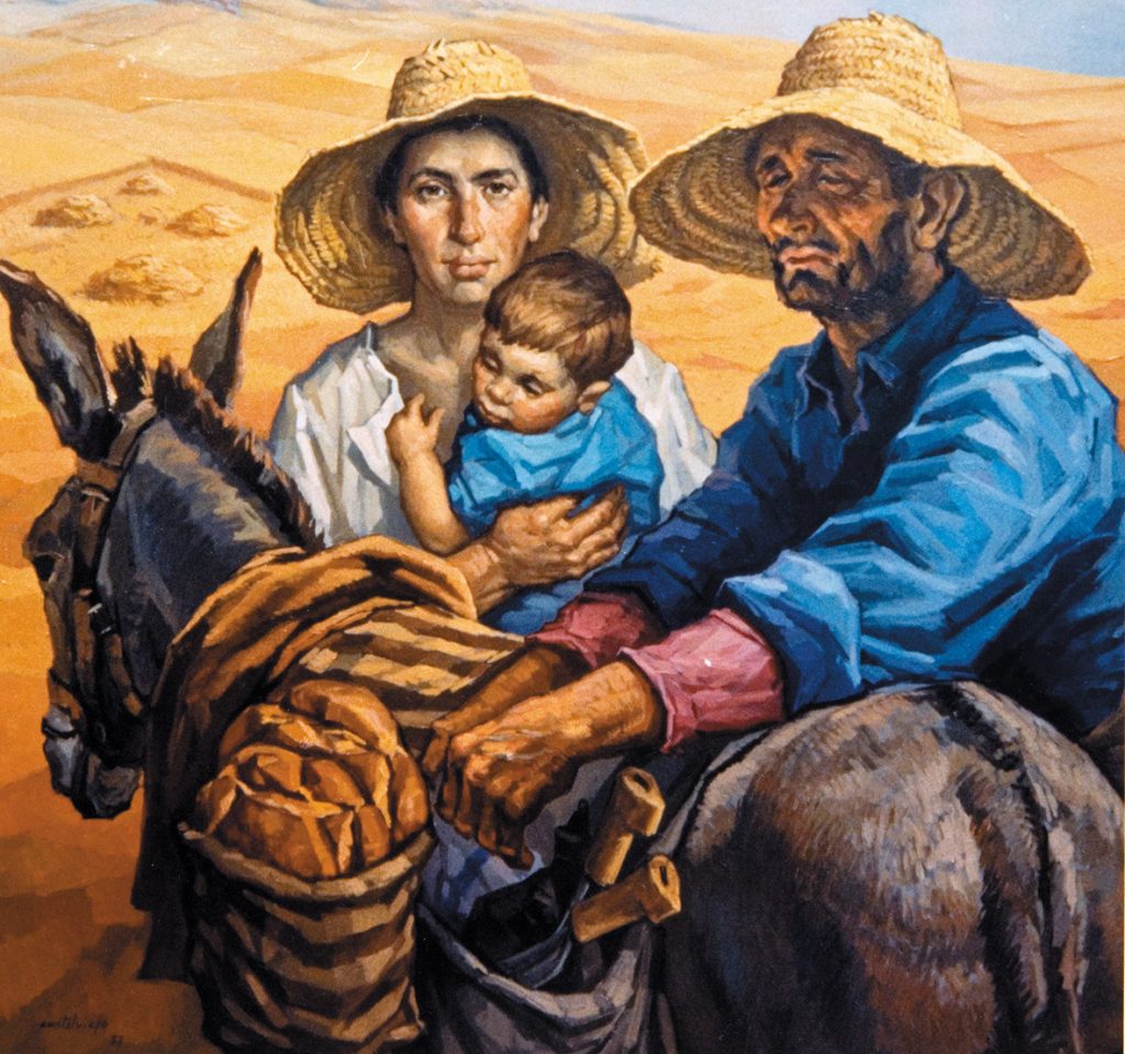 campesinos con burro