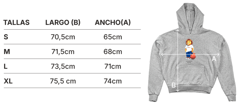 GUÍA DE TALLAS SUDADERA